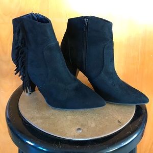 Dolls Kill 80s fringe style Black Booties